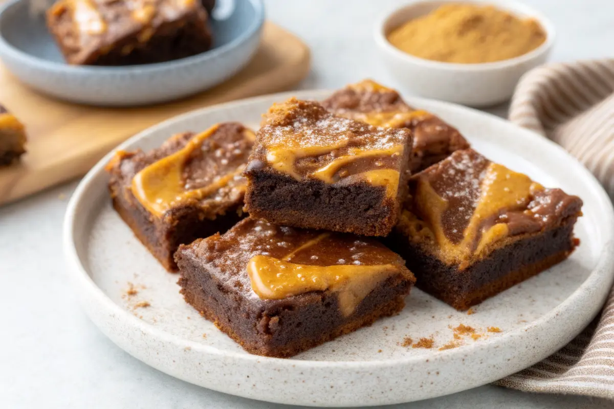 Honey Bun Brownies with Cinnamon Swirl and Glaze