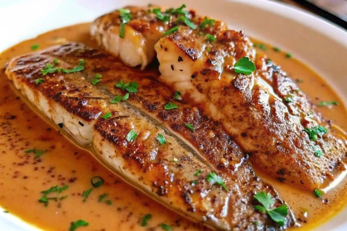 Pan-seared red snapper with creamy Creole sauce garnish