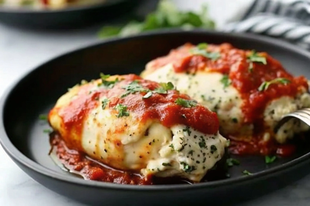 Delicious stuffed chicken breasts with mozzarella and ricotta filling