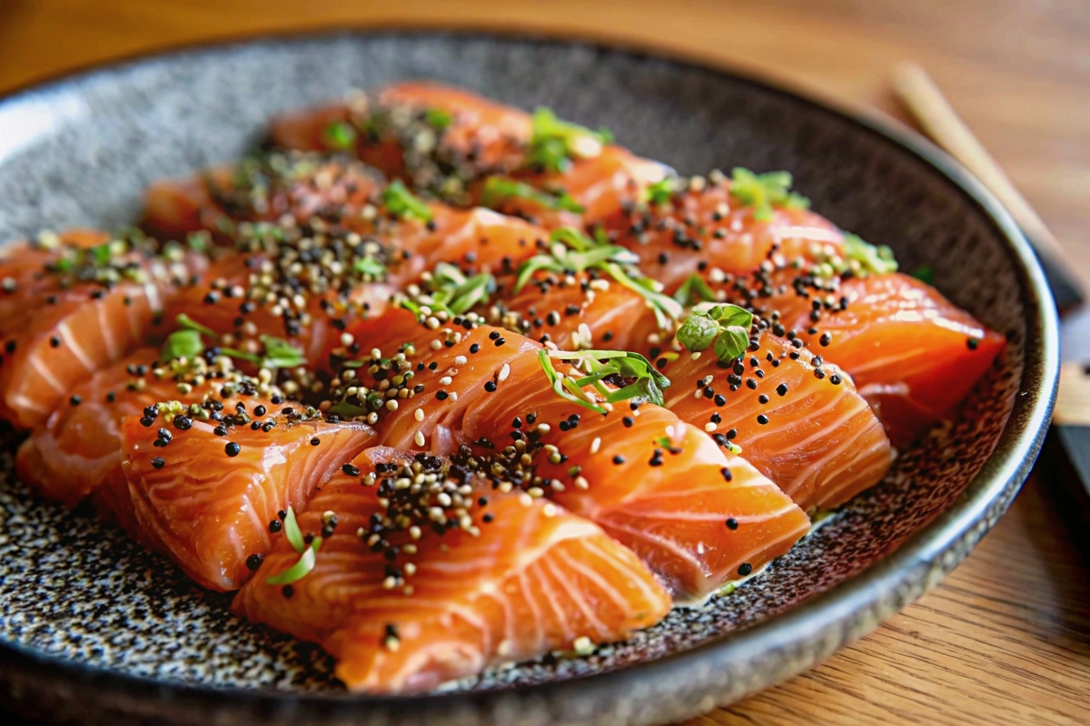 Elegant plate of Sesame and Herb Gravlax