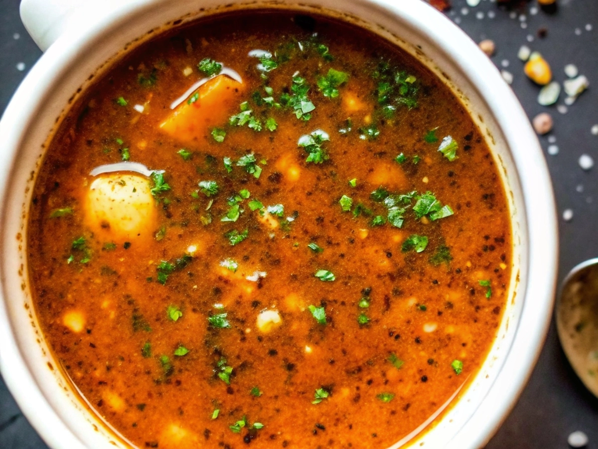 Cajun garlic butter sauce in a small bowl with parsley garnish