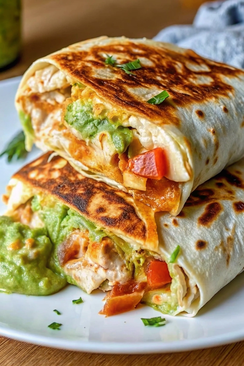 Delicious Chicken Avocado Ranch Burrito ready to serve