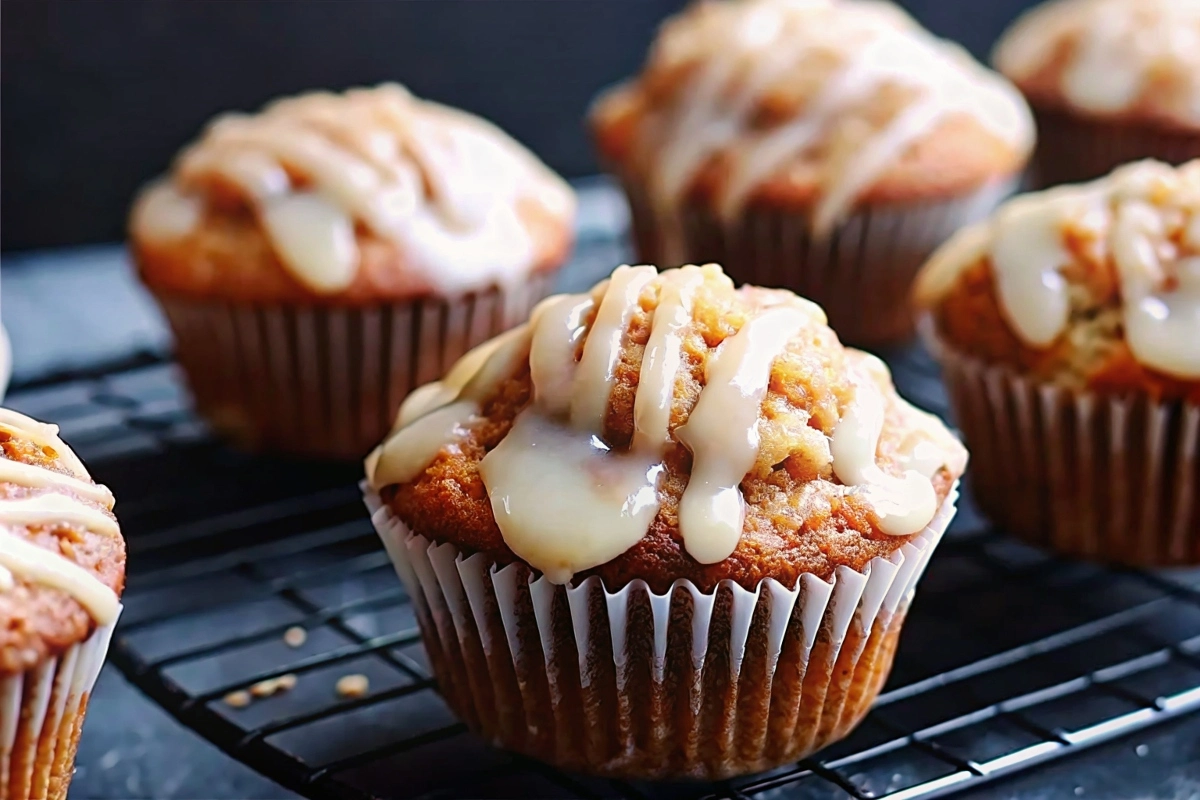 Freshly baked cinnamon roll muffins with a signature swirl