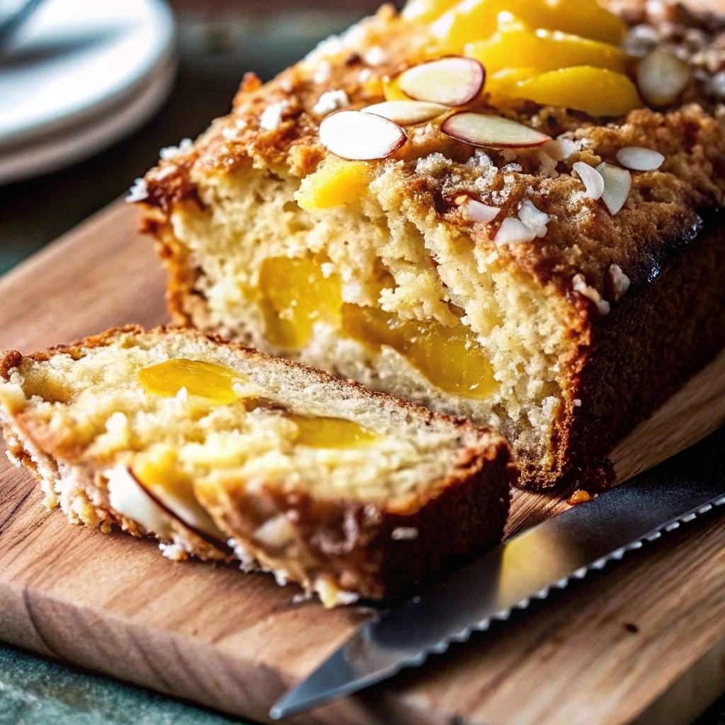 Slice of Hawaiian banana bread with pineapple and coconutHawaiian Banana Bread with Coconut and Pineapple