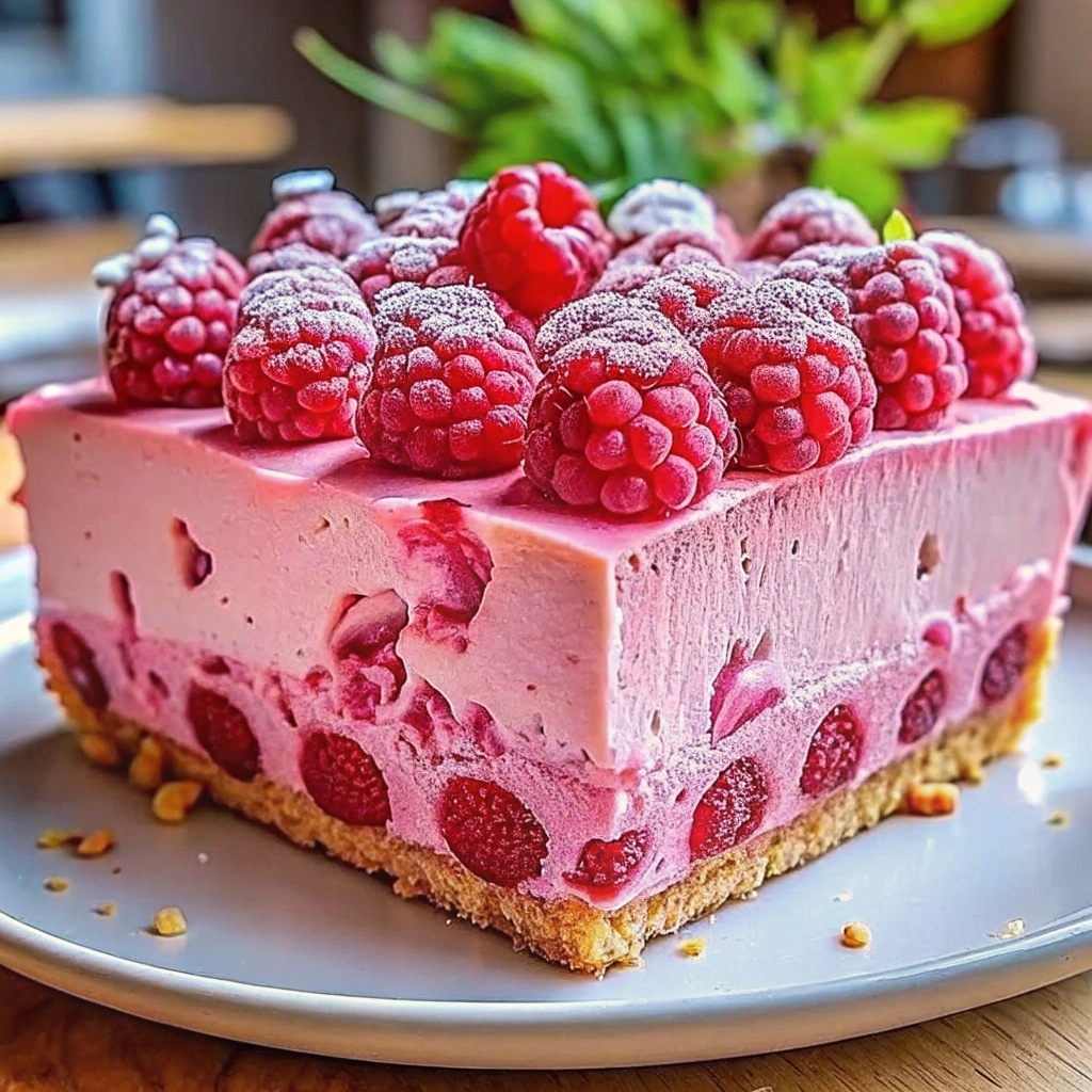 Pink Velvet Raspberry Cheesecake Slice of Pink Velvet Raspberry Cheesecake with marbled raspberry swirl