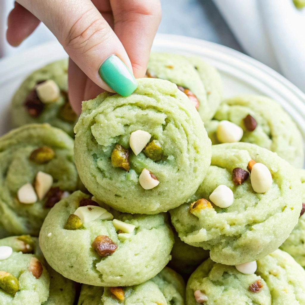 Plate of delicious pistachio pudding cookies