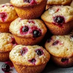 Tray of freshly baked cranberry orange cottage cheese muffins
