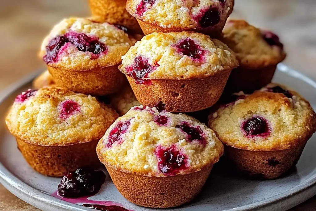 Tray of freshly baked cranberry orange cottage cheese muffins