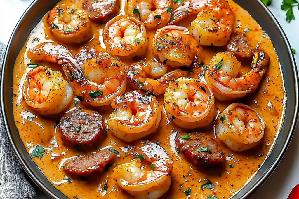 Creamy Cajun shrimp and sausage in a skillet
creamy-cajun-shrimp-with-sausage