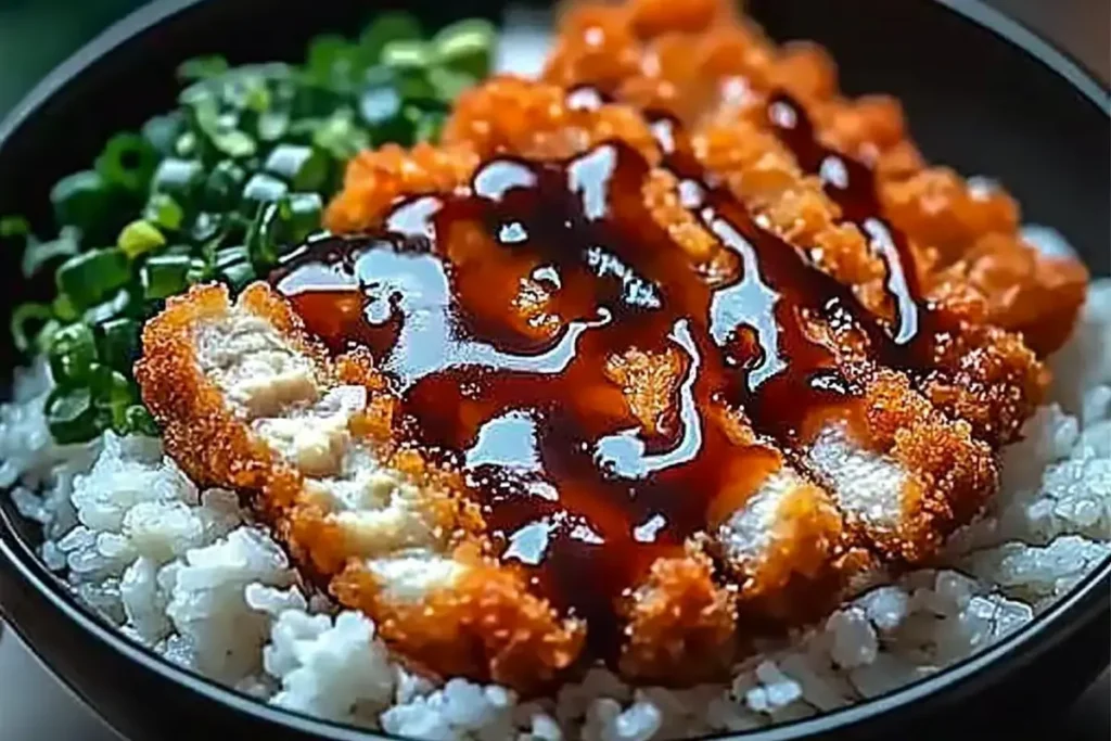Japanese katsu bowl with shredded cabbage and Tonkatsu sauce
Japanese Katsu Bowls with Tonkatsu Sauce