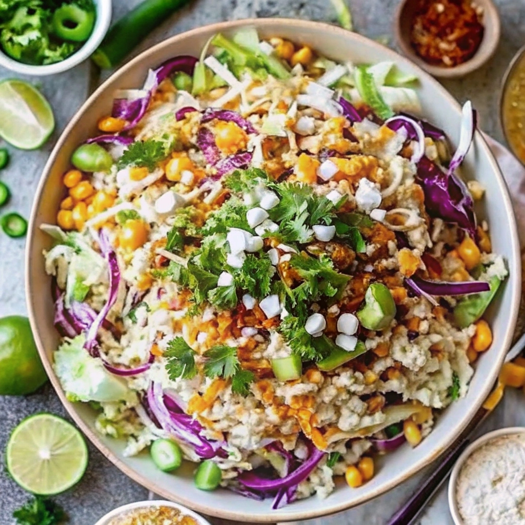 Mexican Street Corn Coleslaw with cotija cheese and cilantro