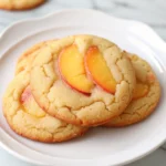 Freshly baked Peach Drop Cookies drizzled with vanilla glaze