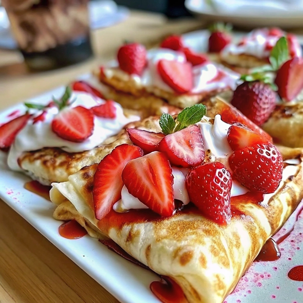 Golden fried chimichanga sliced open to reveal creamy strawberry cheesecake filling
Strawberry Cheesecake Chimichangas