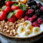 Vibrant Yogurt Bowl topped with mixed berries, granola, and seeds