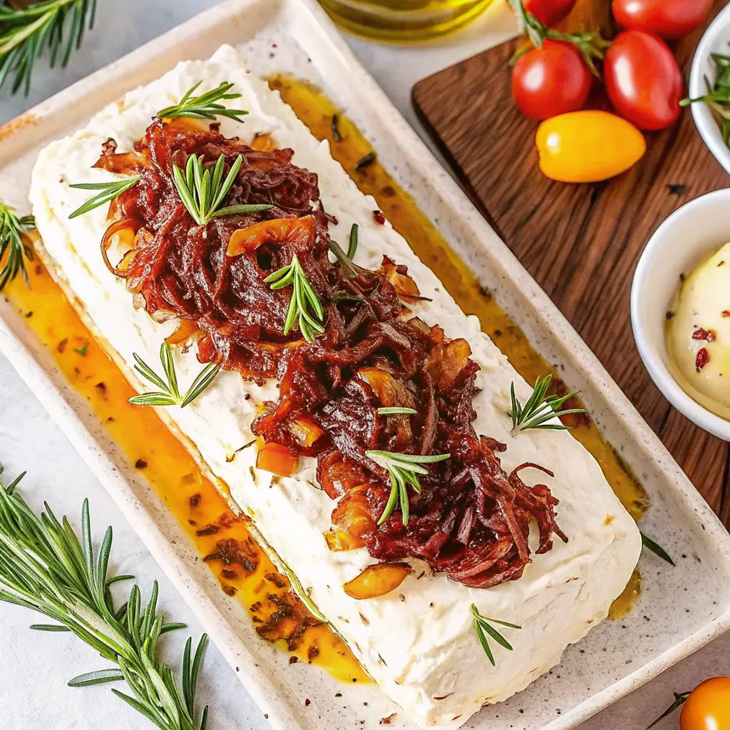 Homemade cheese log coated in nuts and cranberries on a party platter