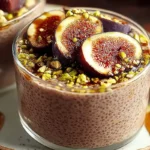 Chia pudding layered with fresh figs and a drizzle of honey in a glass jar Chia Pudding with Figs and Honey