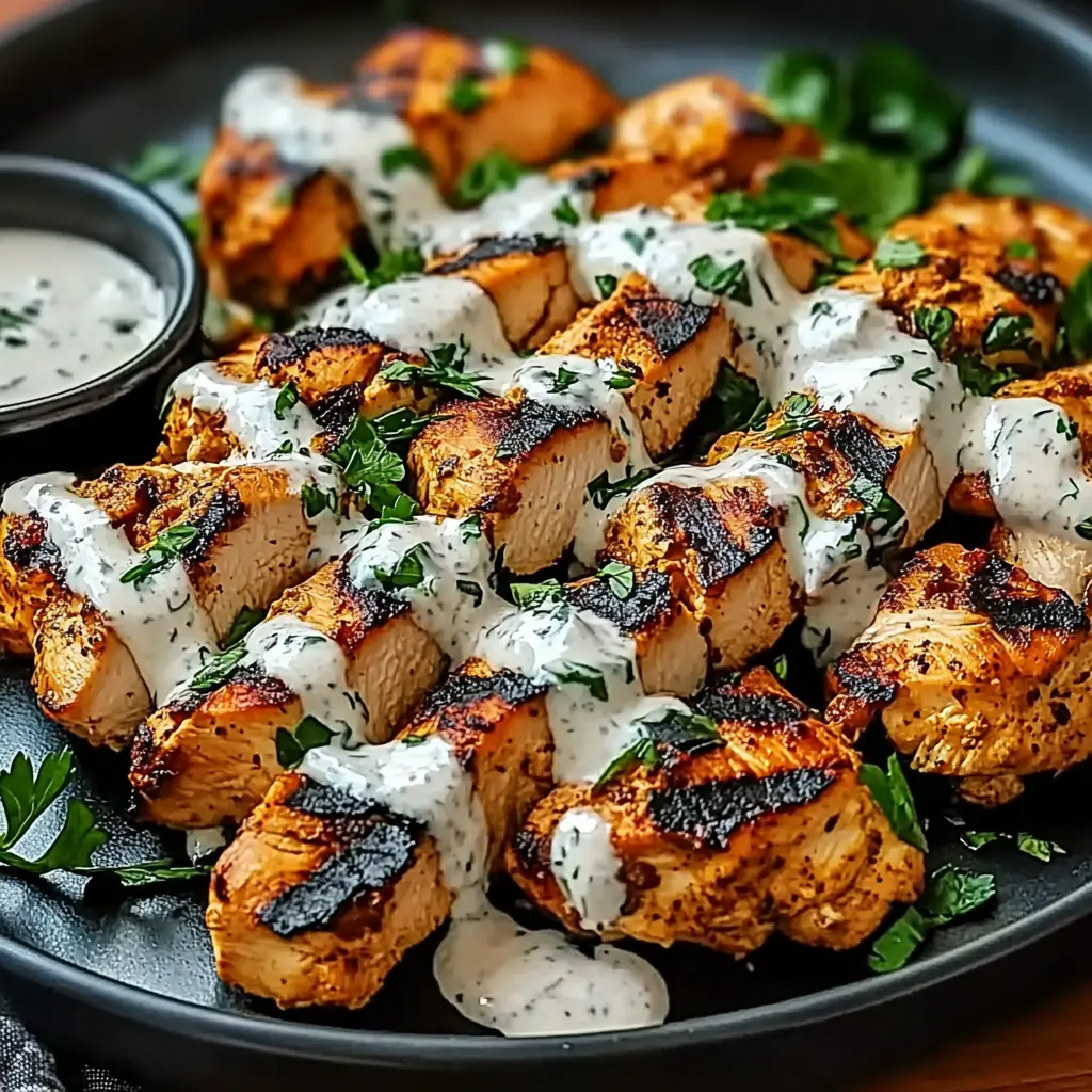 Plate of chicken shawarma wrap drizzled with garlic sauce
Chicken Shawarma with Garlic Sauce