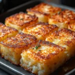 golden homemade hash browns stacked on a plate