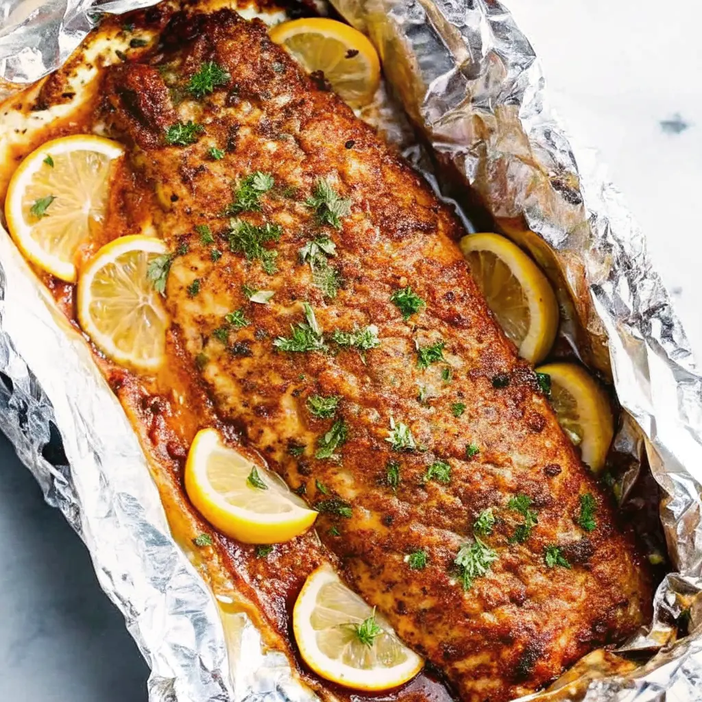 Honey garlic salmon baked in foil