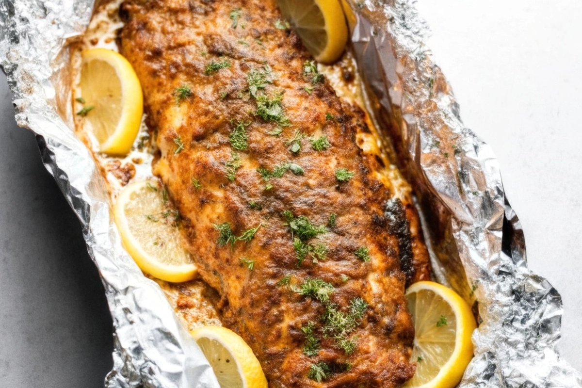 Honey garlic salmon baked in foil