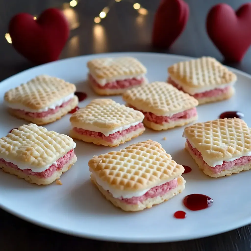 Heart-shaped cream wafer cookies on a Valentine’s platter
cream-wafers-valentine