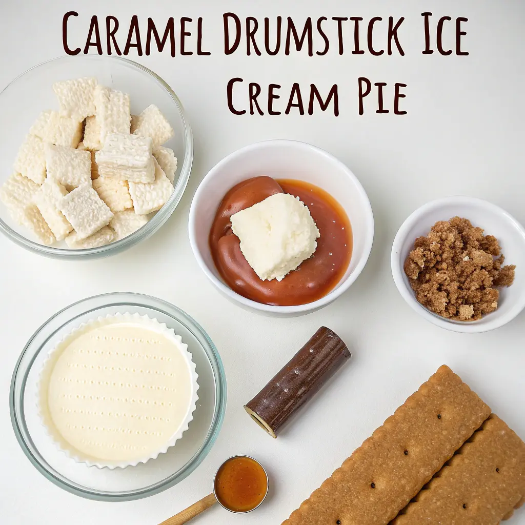 Slice of Caramel Drumstick Ice Cream Pie with caramel ribbon and chocolate-peanut topping