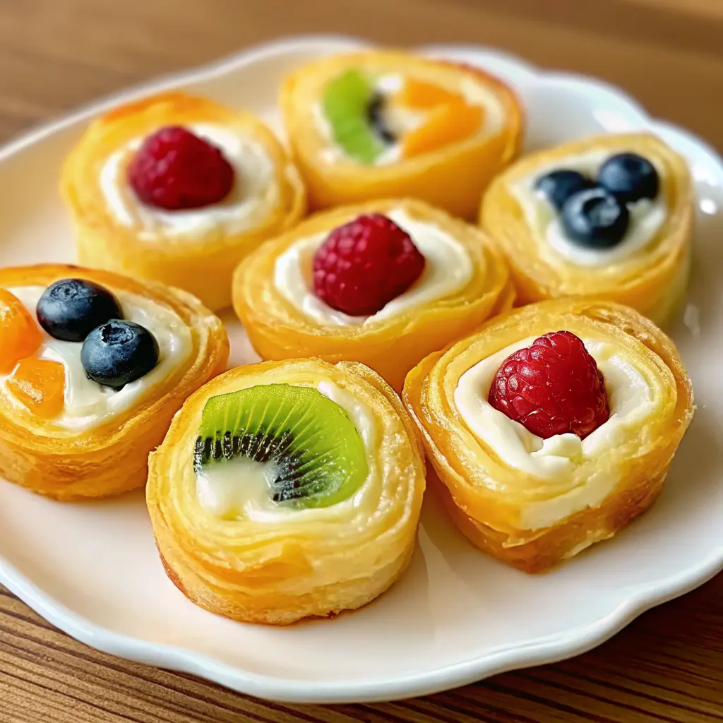 Cheesecake Fruit Salad Roll Ups with cream cheese and fresh fruit in tortilla slices