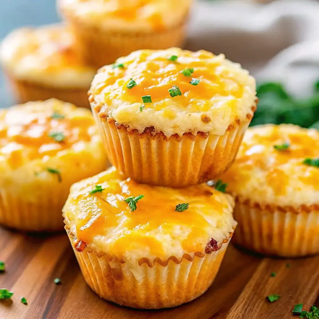 golden cheesy cauliflower muffins in a muffin tin with melted cheese on top