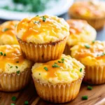 golden cheesy cauliflower muffins in a muffin tin with melted cheese on top
