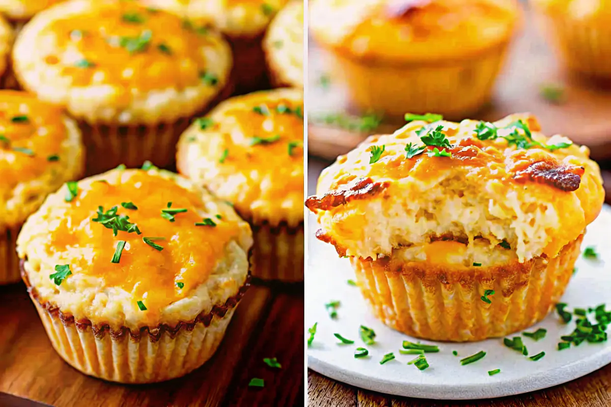 golden cheesy cauliflower muffins in a muffin tin with melted cheese on top