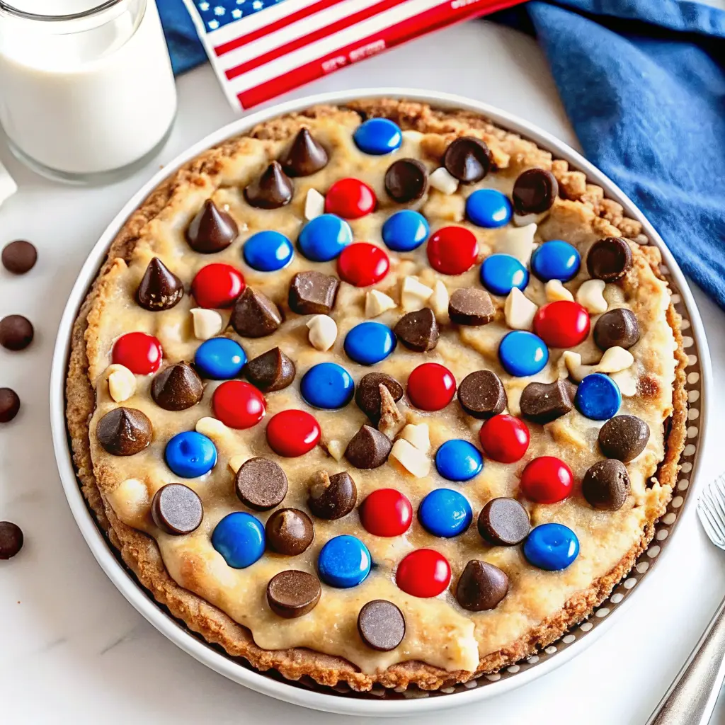 Warm slice of gooey chocolate chip cookie pie in a buttery pie crust