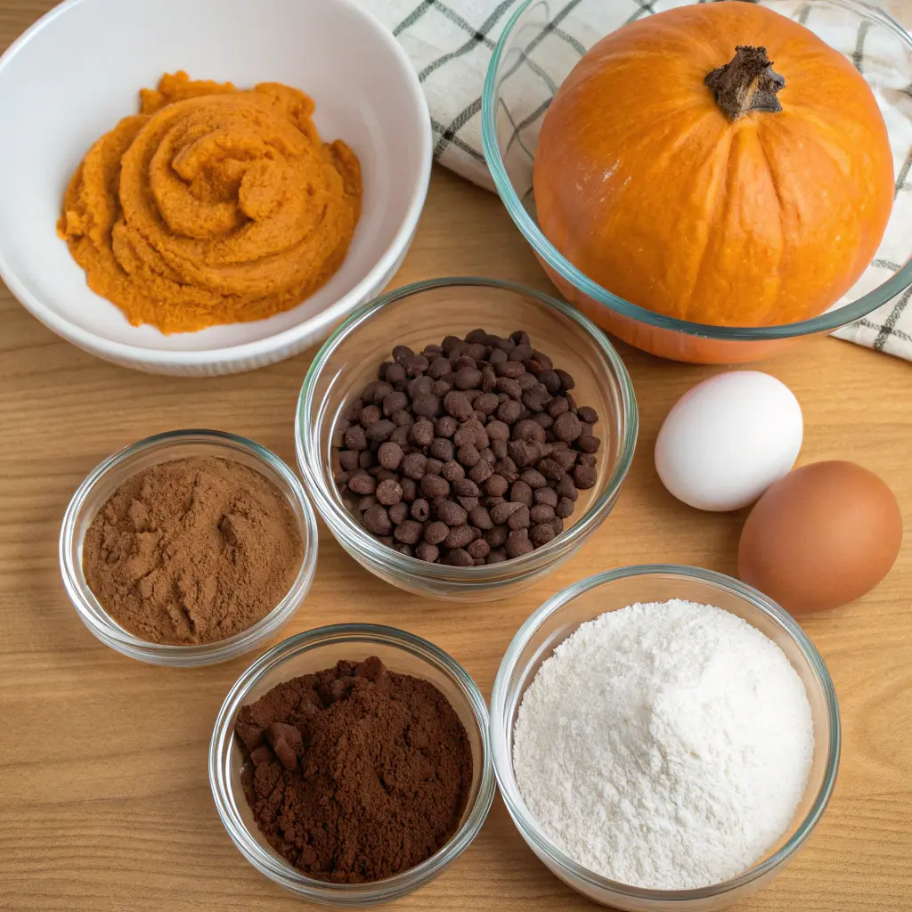 Moist chocolate pumpkin cake topped with creamy frosting and cinnamon dusting