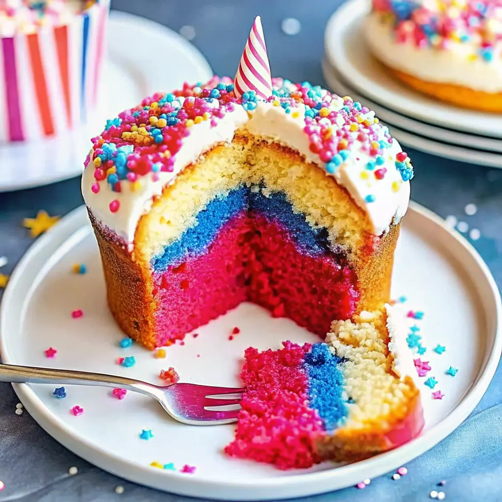 Red, white, and blue Firecracker Cake with glaze drizzle