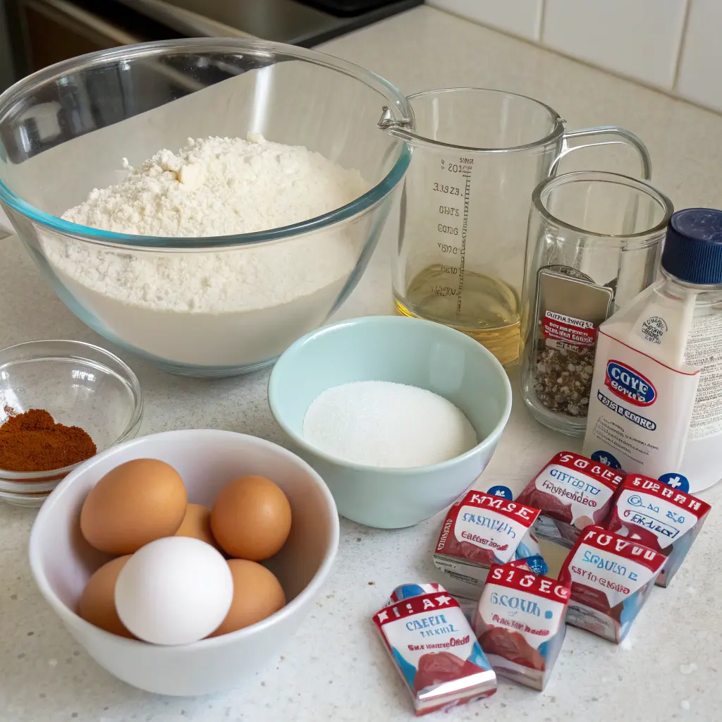 Red, white, and blue Firecracker Cake with glaze drizzle
