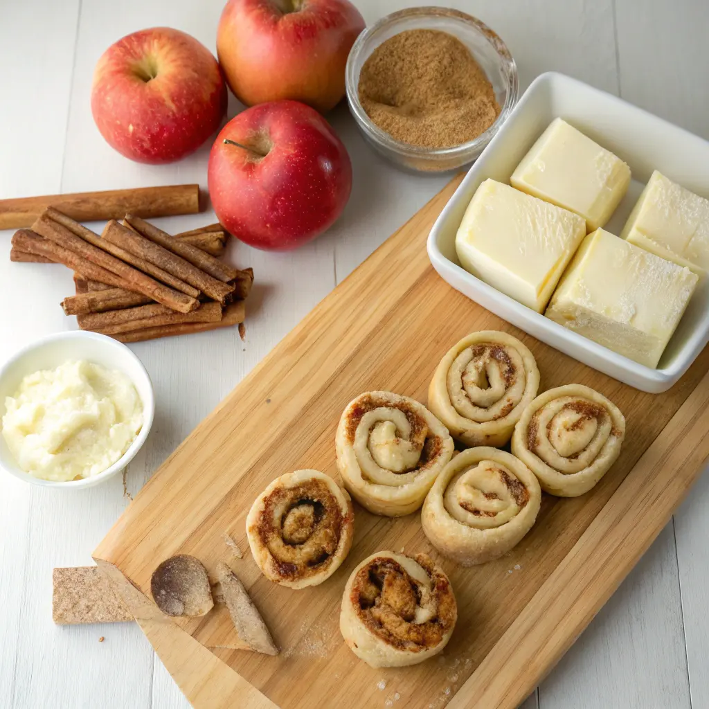 Grilled apple pie cinnamon roll cups in muffin tin with caramelized edges
