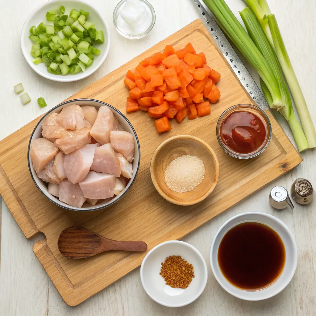 Juicy crock pot bourbon chicken coated in a rich sweet and savory sauce served over fluffy rice