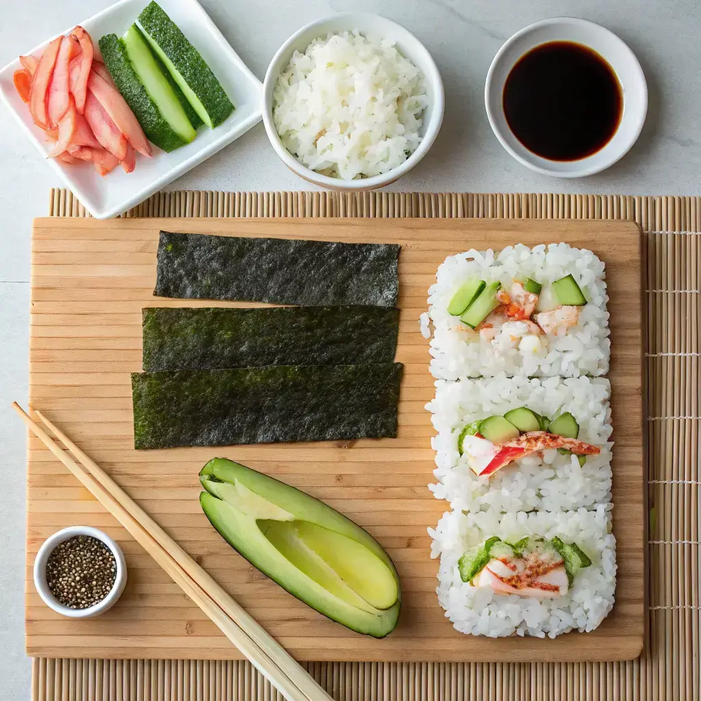 Colorful Onigirazu (Sushi Sandwich) with layered fillings