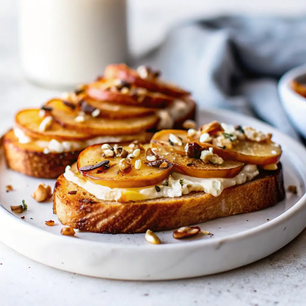 Delicious Apple Toast Recipe topped with cinnamon and fresh apple slices