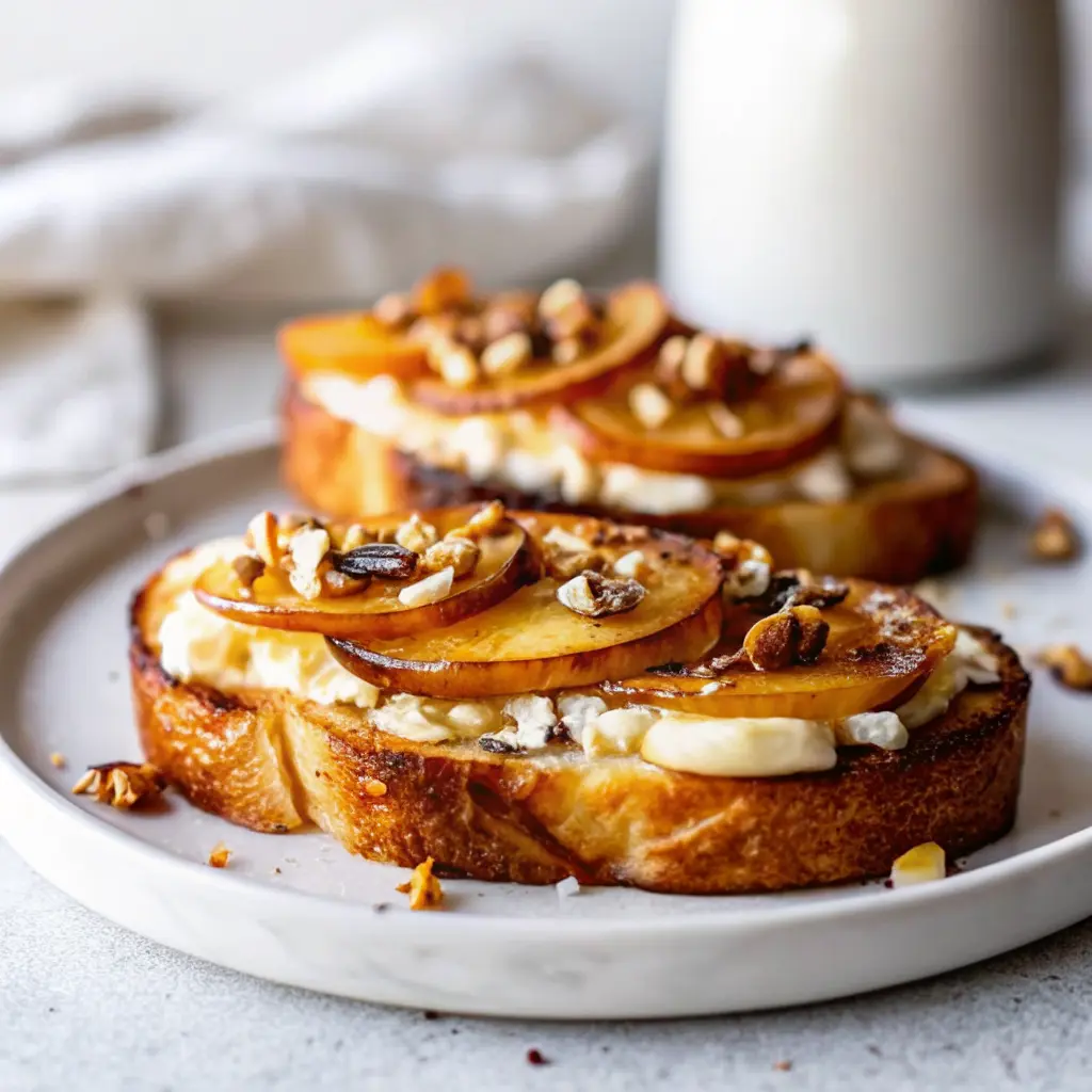 Delicious Apple Toast Recipe topped with cinnamon and fresh apple slices