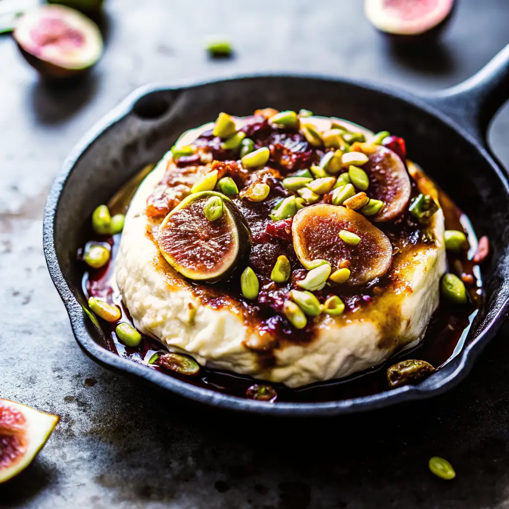 Baked Brie with Honey, Fig and Pistachio
