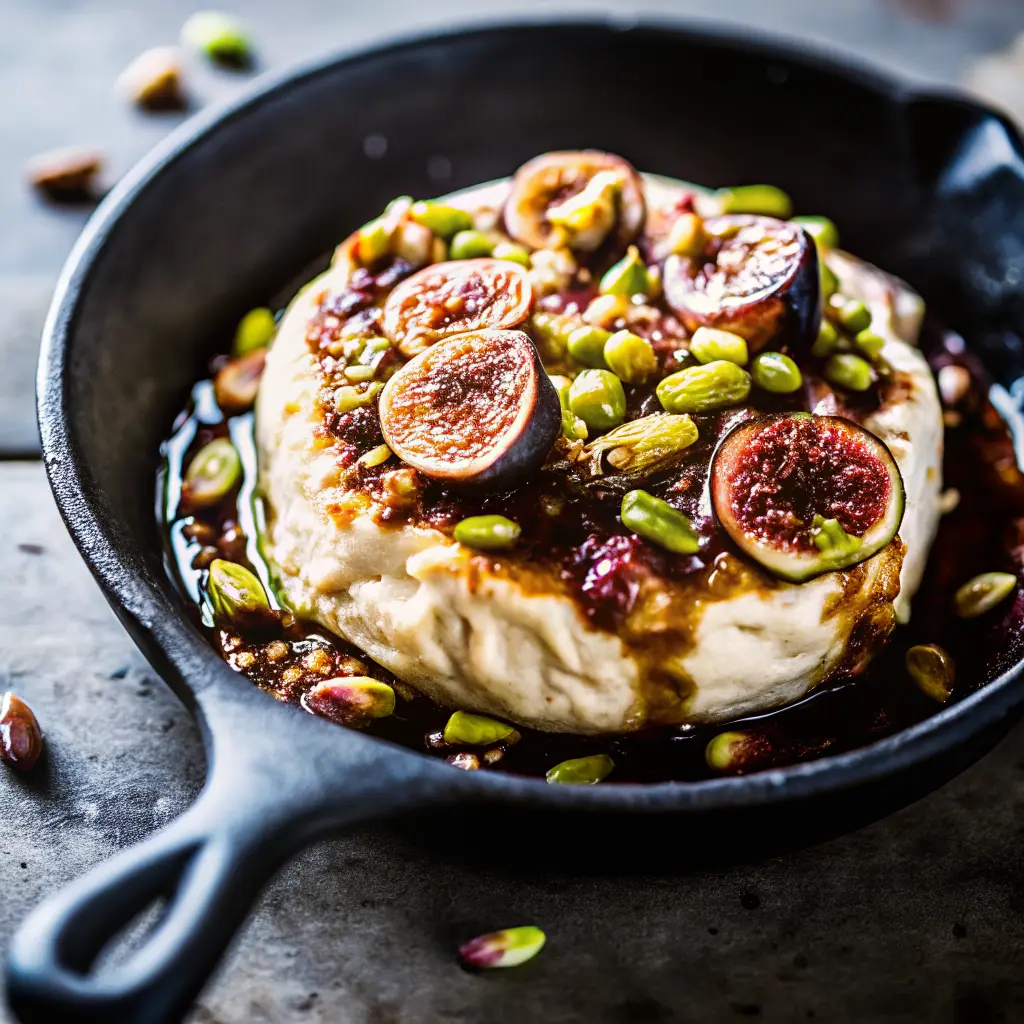 Baked Brie with Honey, Fig and Pistachio