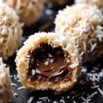Chocolate Coconut Bliss Balls with a Creamy Chocolate Center