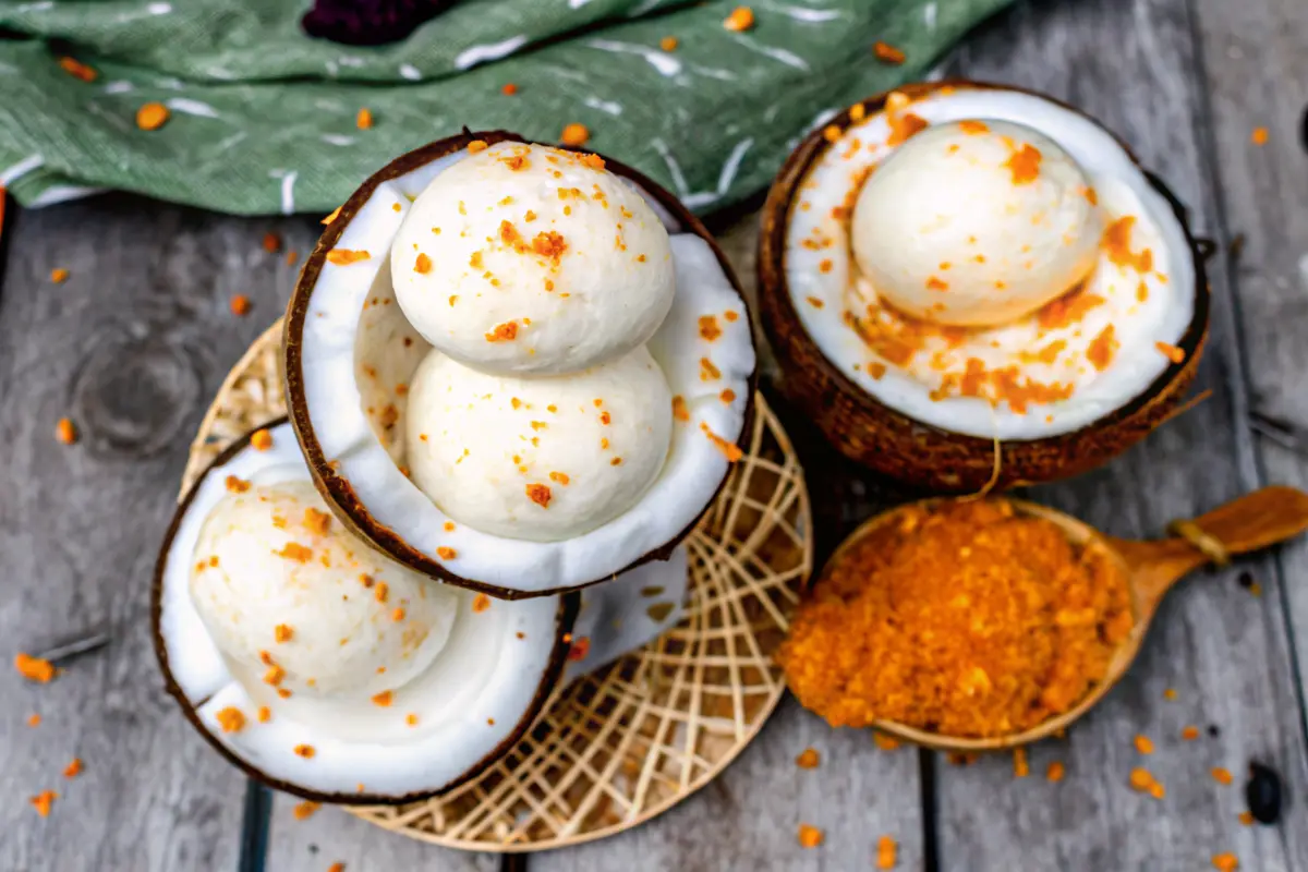 Homemade Coconut Sorbet Recipe in a bowl