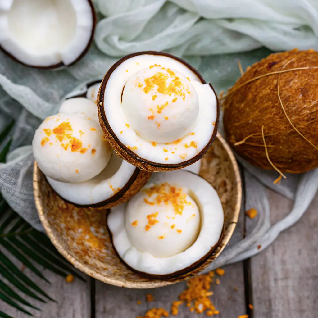Homemade Coconut Sorbet Recipe in a bowl