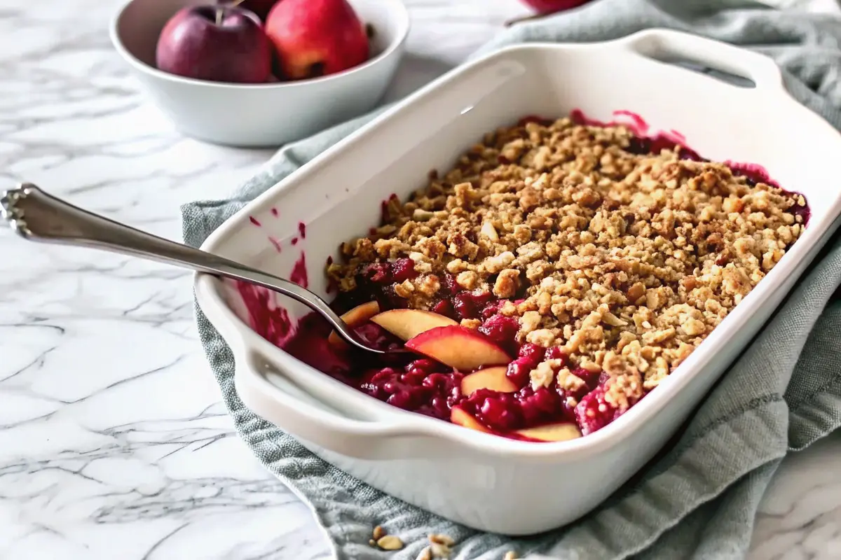 Cranberry Apple Crisp Recipe with golden oat topping