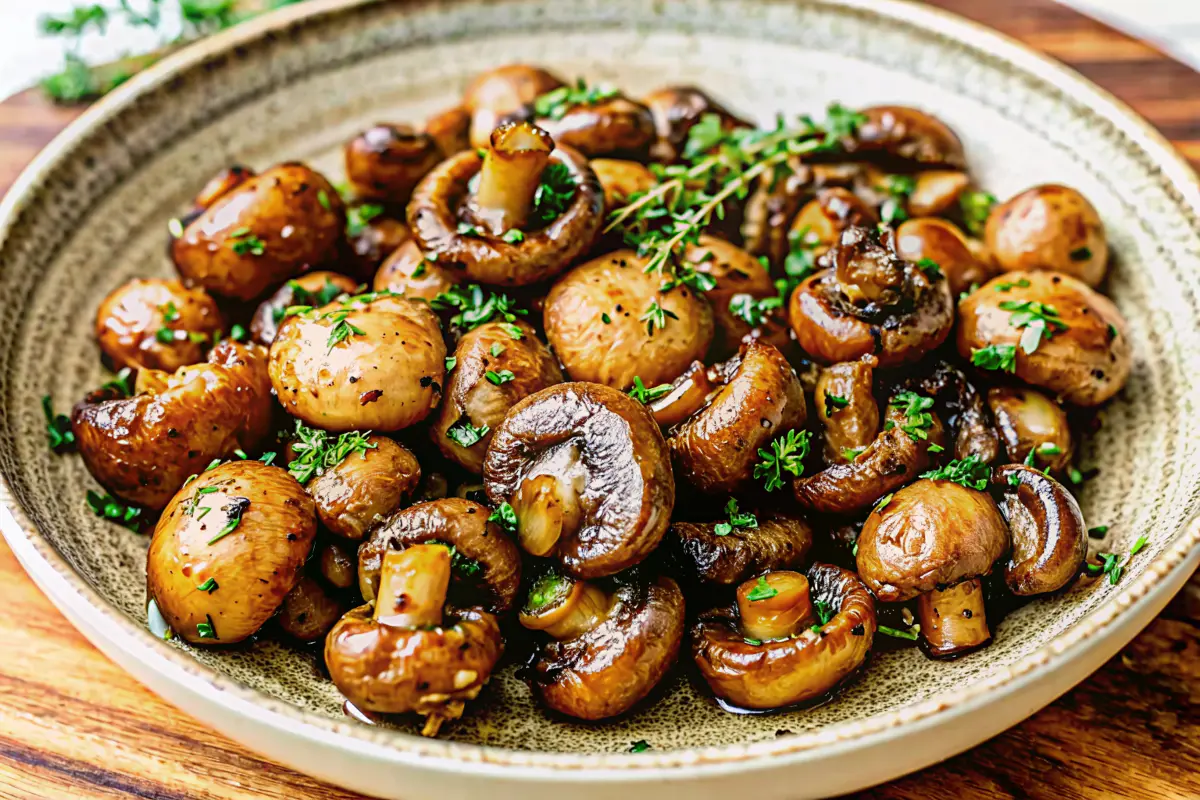 Roasted mushrooms in browned butter sauce