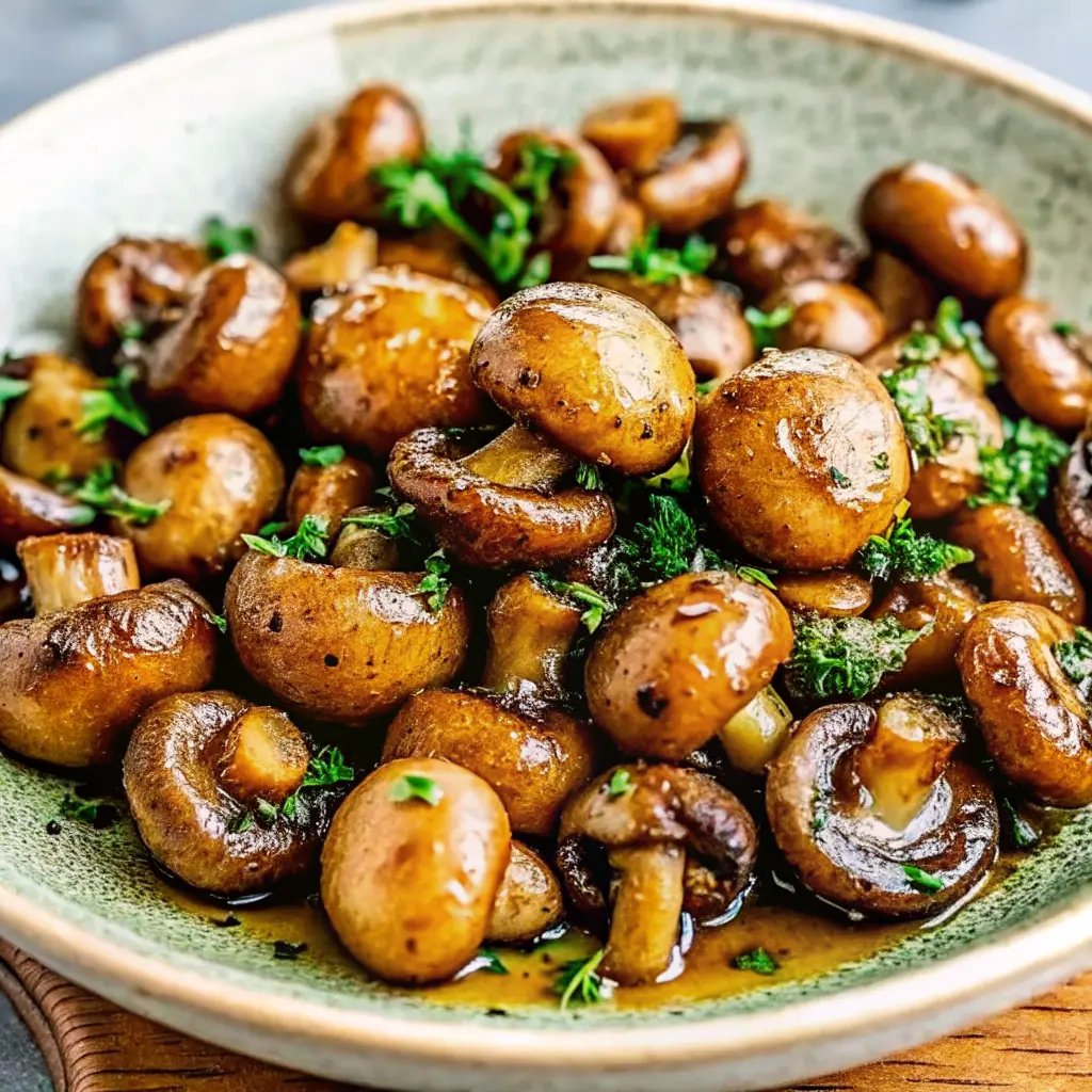 Roasted mushrooms in browned butter sauce