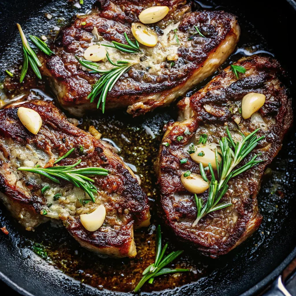 Juicy Tuscan Steak Recipe grilled over open flame with rosemary