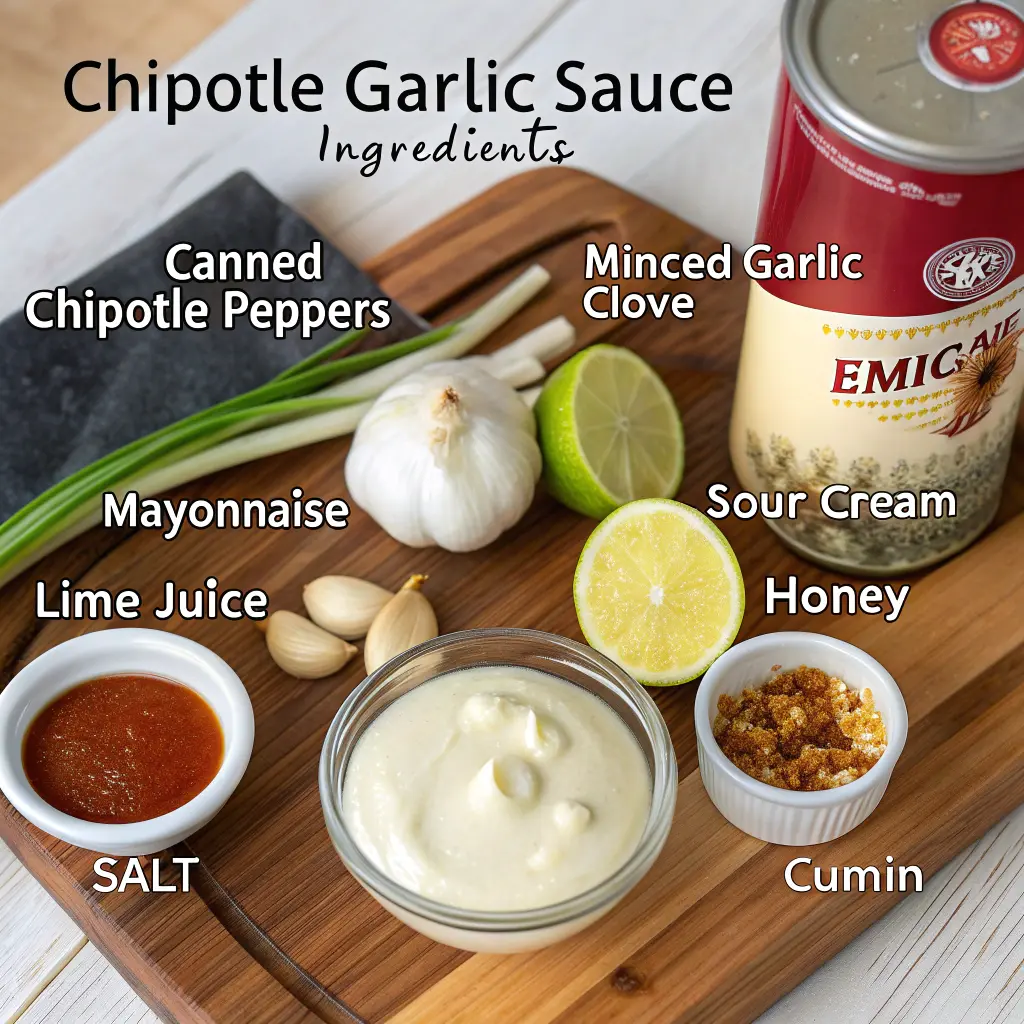 Bowl of creamy chipotle garlic sauce with lime wedges