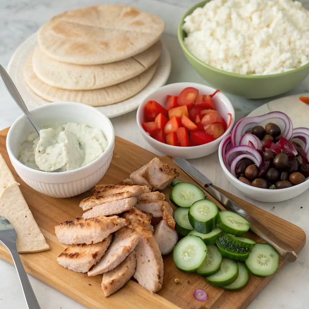 Chicken Gyro Bowls Recipe with fresh toppings
